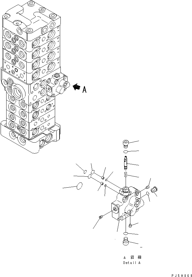 Excavators Komatsu / PC78US-6 S/N 4001-UP(pc78us0r) / MAIN VALVE (8-VALVE) (20/25) (WITH  SERVICE VALVE) (FOR SLIDE ARM)(481900 : Y1664-80A0)