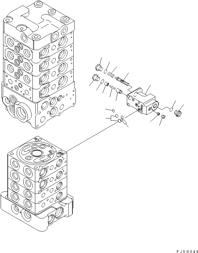 Excavators Komatsu / PC78US-6 S/N 4001-UP(pc78us0r) / MAIN VALVE (8-VALVE) (21/25) (FOR ATTACHMENT AND BLADE)(481410 : Y1664-21A0)