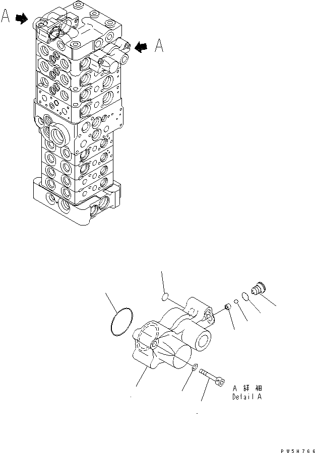 Excavators Komatsu / PC78US-6 S/N 4001-UP(pc78us0r) / MAIN VALVE (8-VALVE) (24/25) (WITH  SERVICE VALVE) (FOR SLIDE ARM)(481940 : Y1664-84A0)
