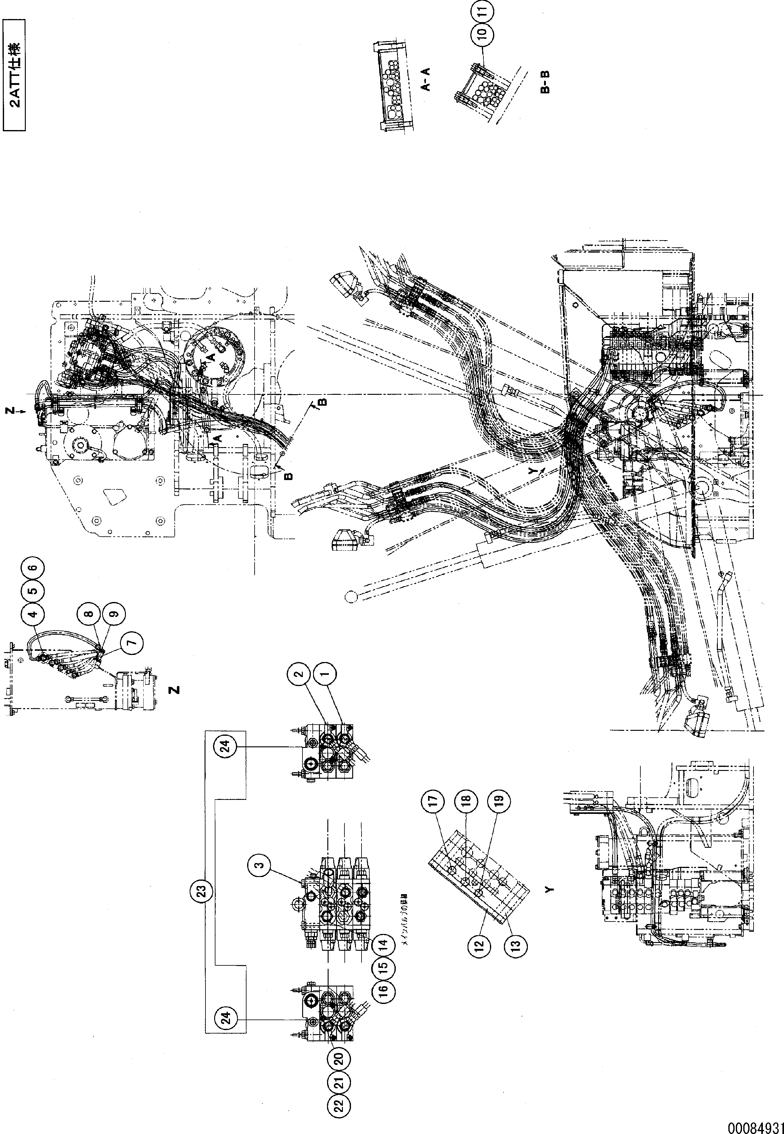 Excavators Komatsu / PC78US-6 S/N 4001-UP (For Norway)(pc78us1c) / MAIN VALVE (FORESTY GRAPPLE SP SPEC.)(#13107-)(150070 : H0120-01C0)
