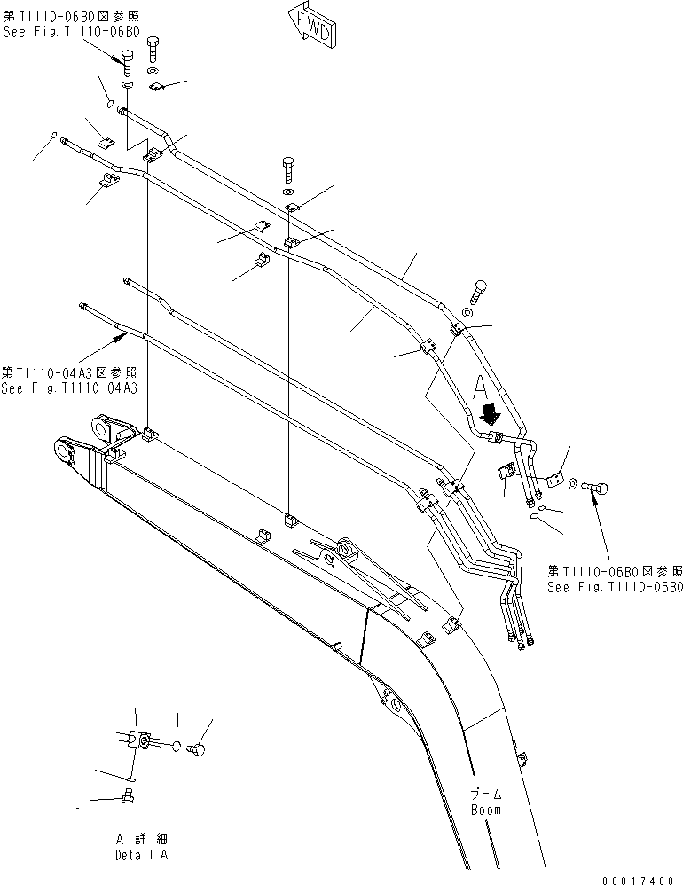 Excavators Komatsu / PC78US-6 S/N 4001-UP (For Norway)(pc78us1c) / BOOM (ATTACHMENT PIPING) (YELLOW) (FOR NORWAY)(360080 : T1110-05B0)