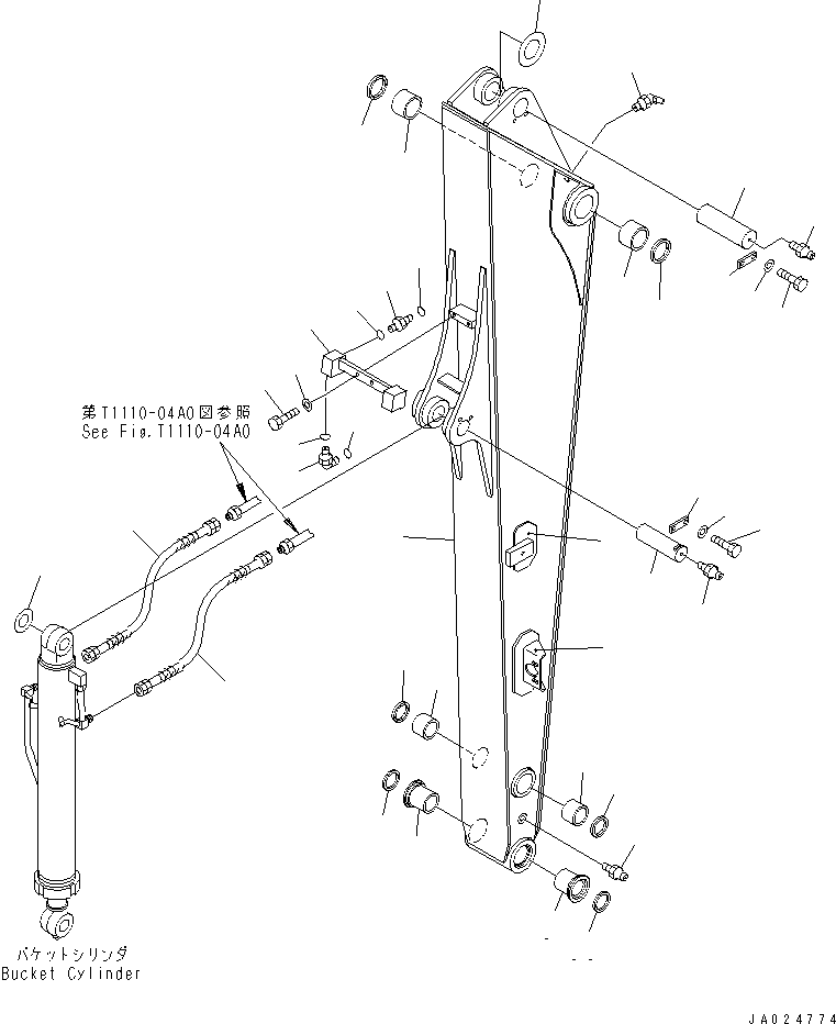 Excavators Komatsu / PC78US-6 S/N 4001-UP (For Norway)(pc78us1c) / ARM (FOR LONG ARM) (ATTACHMENT) (YELLOW)(#4001-5500)(360180 : T1210-01A9)