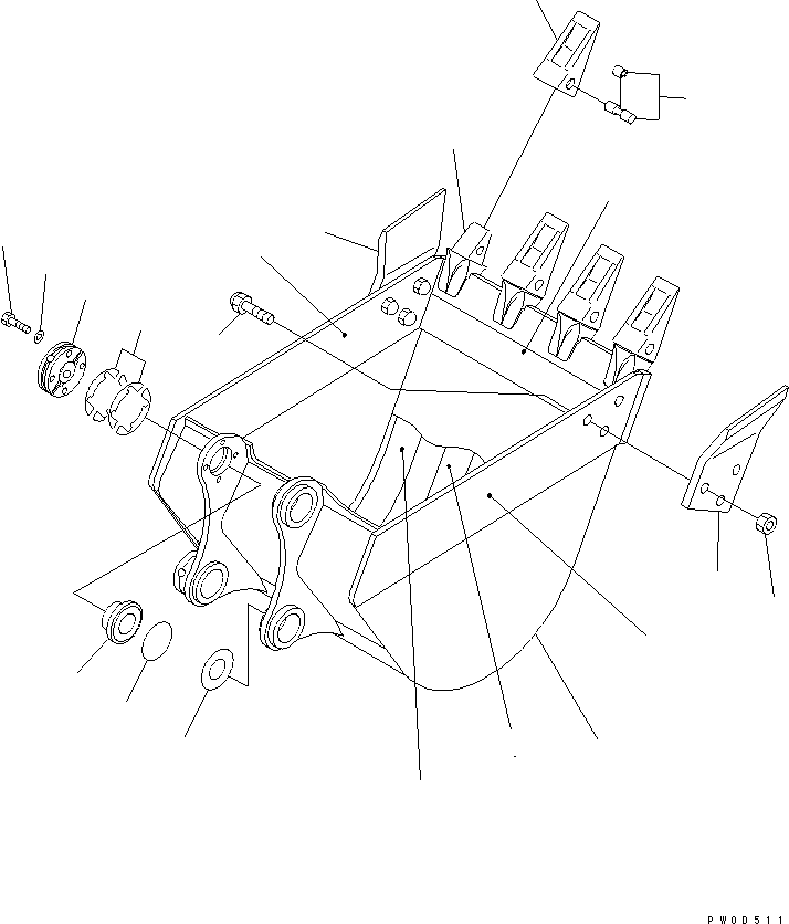Excavators Komatsu / PC78US-6 S/N 4001-UP (For Norway)(pc78us1c) / BUCKET ? 0.25M3 WIDTH 750MM (HORIZONTAL PIN TYPE) (YELLOW)(360290 : T1510-01B1)