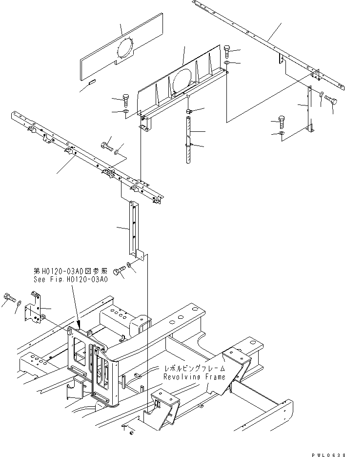 Excavators Komatsu / PC800-6 S/N 30001-UP(pc800-6c) / FRAME (ENGINE ROOM) (MACHINE CAB)(#30125-30174)(270060 : M1120-01A0A)