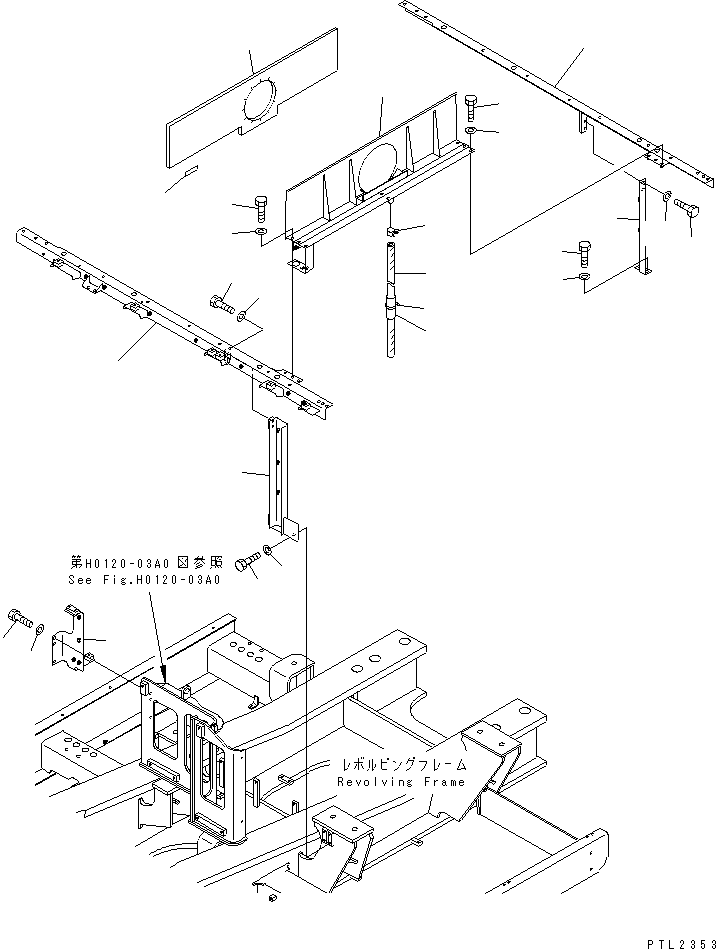 Excavators Komatsu / PC800-6 S/N 30001-UP(pc800-6c) / FRAME (ENGINE ROOM) (MACHINE CAB)(#30175-30999)(270070 : M1120-01A0B)