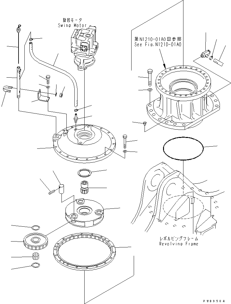 Excavators Komatsu / PC800-6 S/N 30001-UP(pc800-6c) / SWING MACHINERY (1ST CARRIER AND GAUGE SUPPORT)(#30120-30999)(300040 : N1210-02A0A)