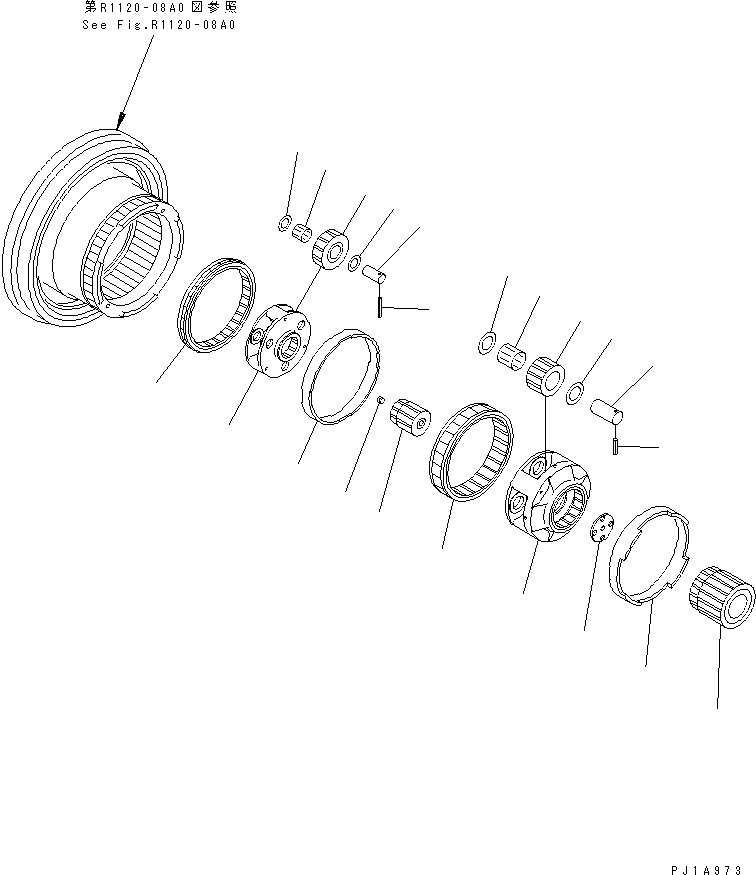 Excavators Komatsu / PC800-6 S/N 30001-UP(pc800-6c) / TRACK FRAME (FINAL DRIVE) (1ST AND 2ND CARRIER) (L.H.)(#30207-)(360250 : R1120-09A0)