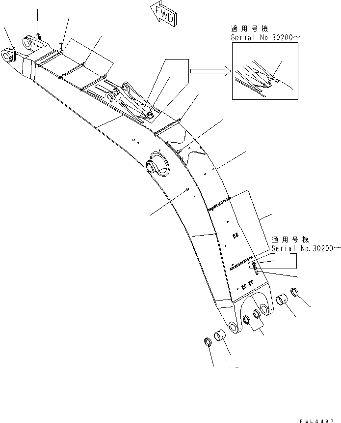 Excavators Komatsu / PC800-6 S/N 30001-UP(pc800-6c) / BOOM (8.2M) (FOR BACKHOE)(#30001-30999)(390010 : T1110-01A2)