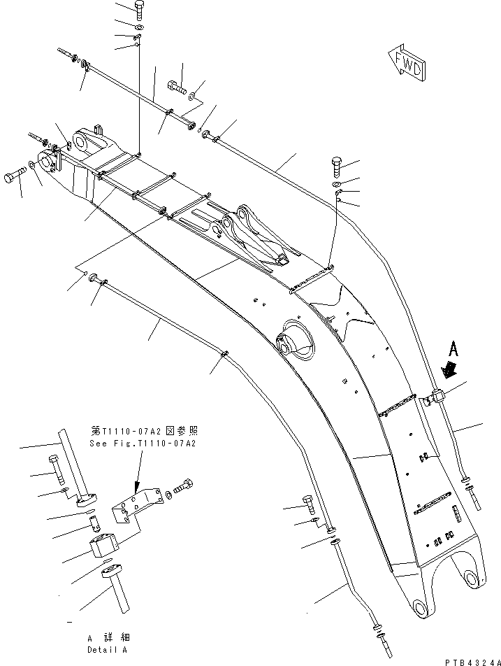 Excavators Komatsu / PC800-6 S/N 30001-UP(pc800-6c) / BOOM (8.2M) (BUCKET CYLINDER PIPING) (FOR BACKHOE)(#30001-30174)(390100 : T1110-08A2)