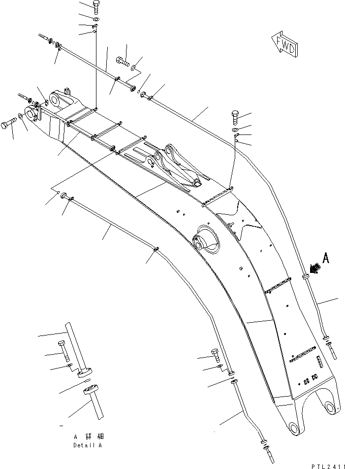 Excavators Komatsu / PC800-6 S/N 30001-UP(pc800-6c) / BOOM (8.2M) (BUCKET CYLINDER PIPING) (FOR BACKHOE)(#30175-30999)(390110 : T1110-08A2A)