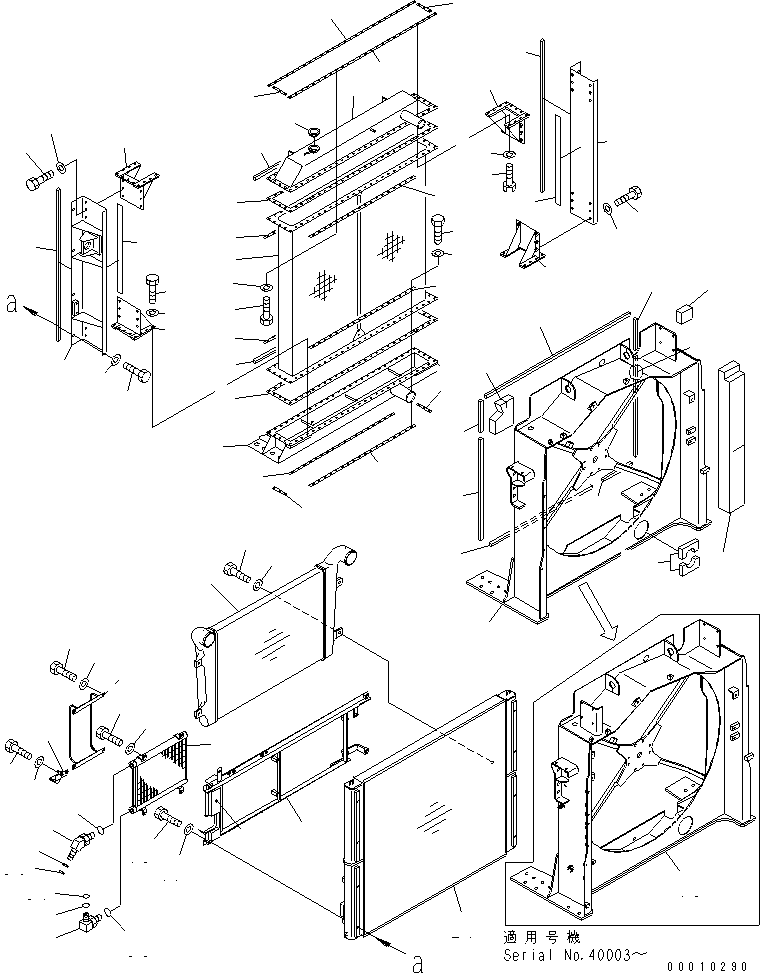 Komatsu parts book diagram for PC800-7 S/N 40001-UP (Overseas Version): COOLING (RADIATOR AND GUARD)