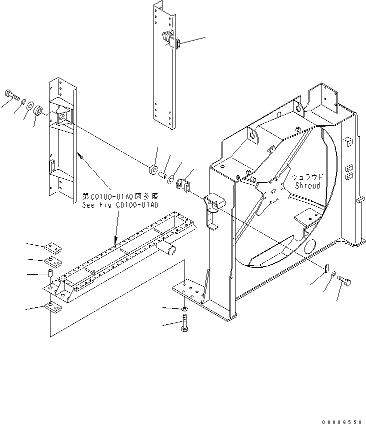 Komatsu parts book diagram for PC800-7 S/N 40001-UP (Overseas Version): COOLING (RADIATOR AND OIL COOLER MOUNT)