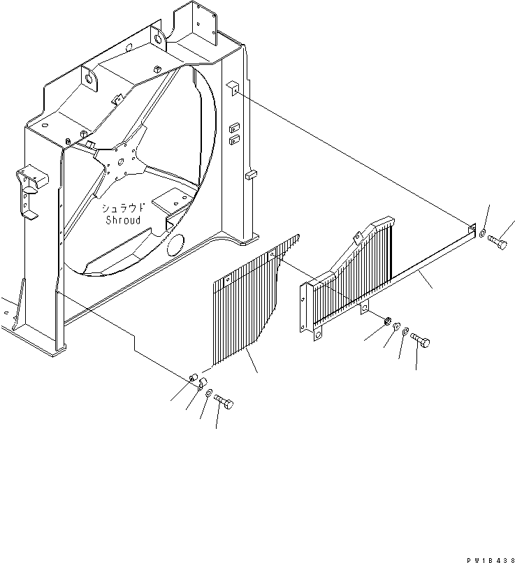 Komatsu parts book diagram for PC800-7 S/N 40001-UP (Overseas Version): COOLING (FAN GUARD)