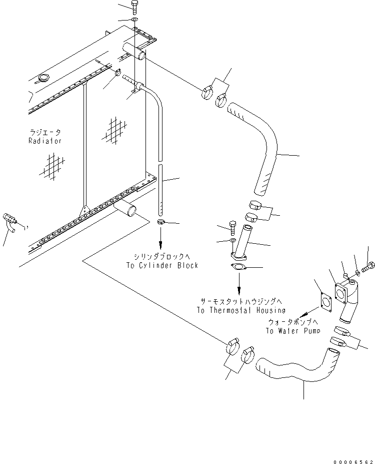 Komatsu parts book diagram for PC800-7 S/N 40001-UP (Overseas Version): COOLING (PIPING)