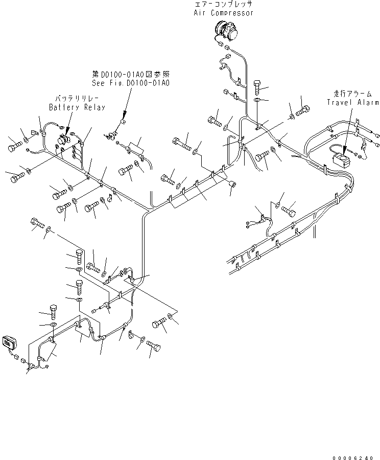 Komatsu parts book diagram for PC800-7 S/N 40001-UP (Overseas Version): WIRING (MAIN HARNESS) (CLIP) (RIGHT DECK)