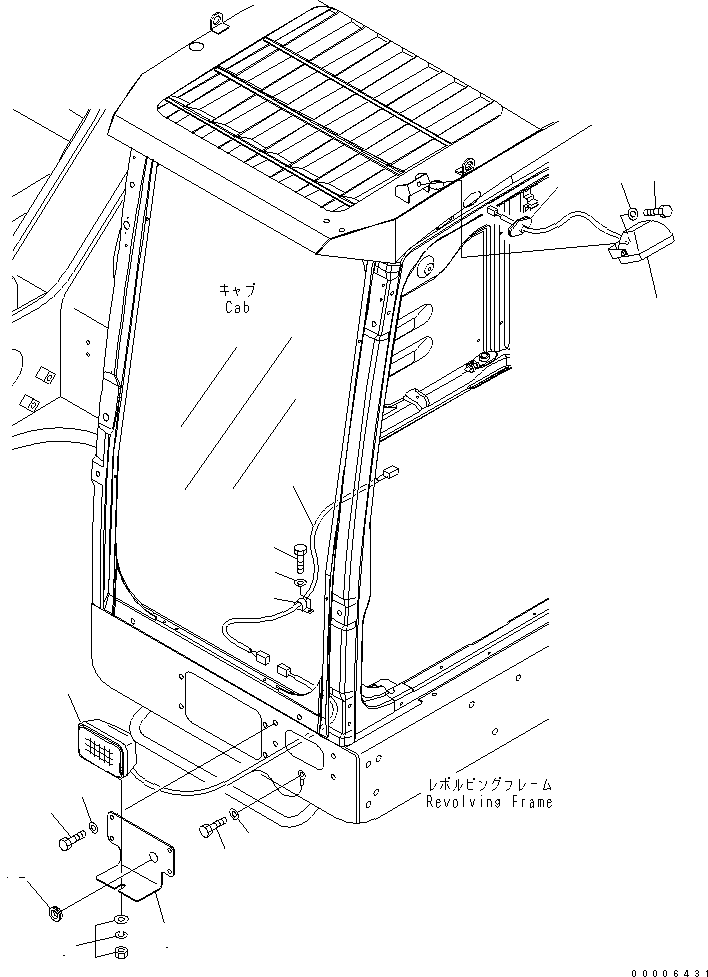 Komatsu parts book diagram for PC800-7 S/N 40001-UP (Overseas Version): STEP LIGHT AND FLASH LIGHT (WITH TOP GUARD)