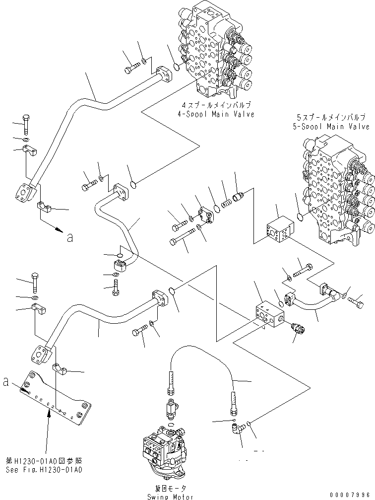 Komatsu parts book diagram for PC800-7 S/N 40001-UP (Overseas Version): VALVE DELIVERY PIPING (BUCKET) (WITH SERVICE VALVE)