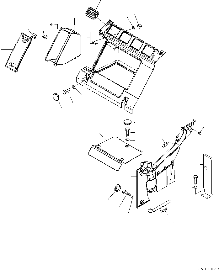 Komatsu parts book diagram for PC800-7 S/N 40001-UP (Overseas Version): SEAT REAR COVER (WITH AIR CONDITIONER) (12V POWER SOURCE)
