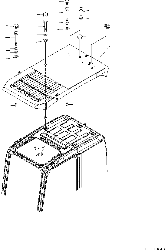 Komatsu parts book diagram for PC800-7 S/N 40001-UP (Overseas Version): TOP GUARD (LEVEL-2)