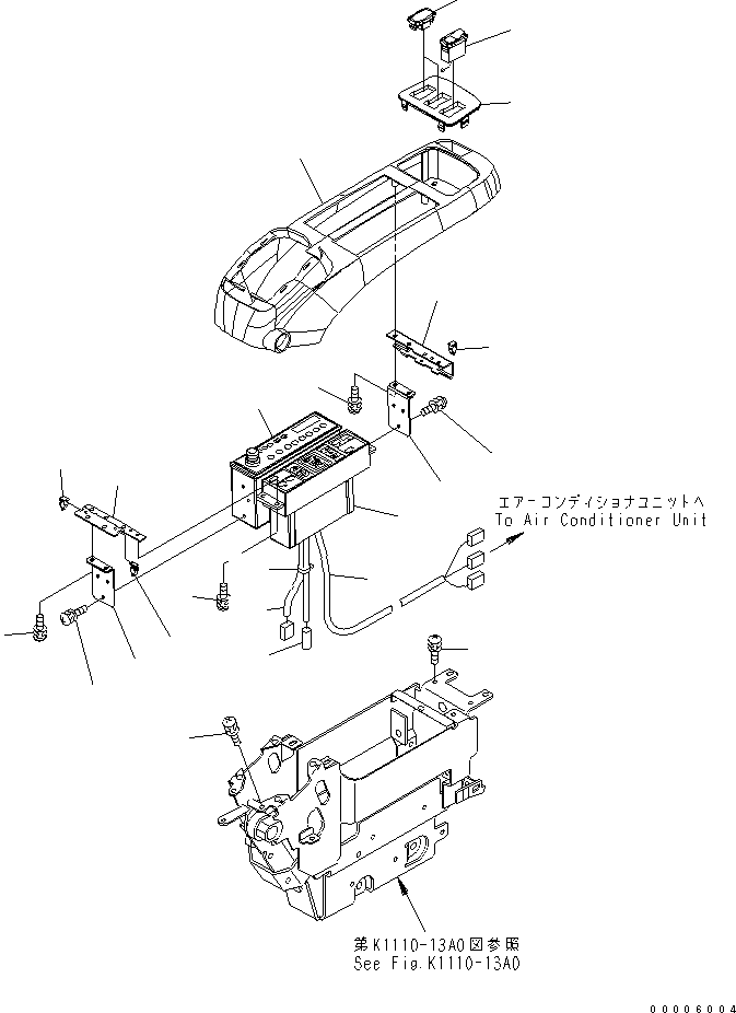 Komatsu parts book diagram for PC800-7 S/N 40001-UP (Overseas Version): FLOOR FRAME (CONSOLE) (UPPER) (L.H.) (WITH AIR CONDITIONER AND RADIO) (FOR U.S.A.)