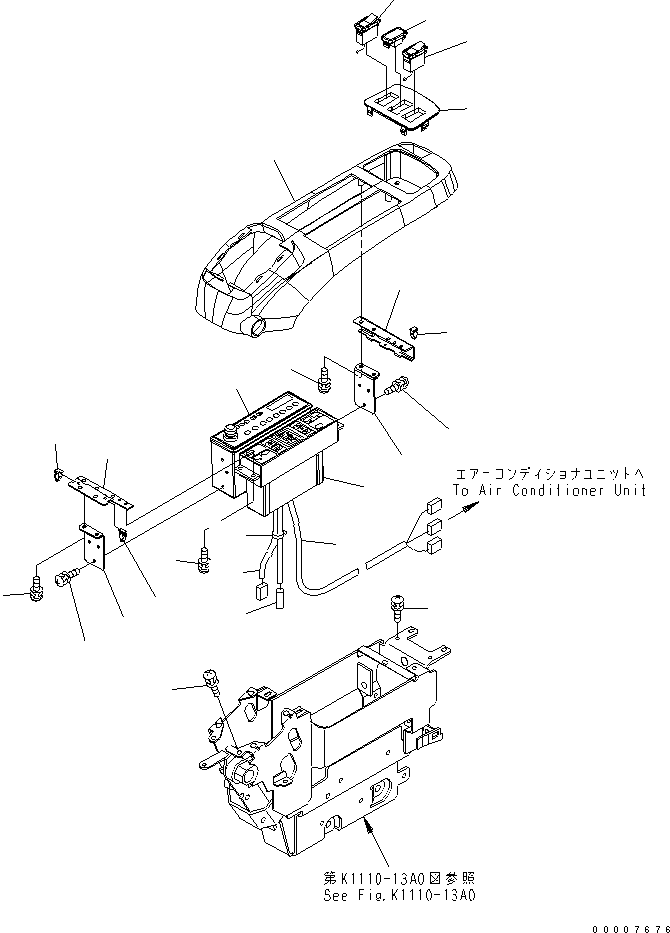Komatsu parts book diagram for PC800-7 S/N 40001-UP (Overseas Version): FLOOR FRAME (CONSOLE) (UPPER) (L.H.) (WITH BIG WIND AIR CONDITIONER AND RADIO) (FOR ASIA)