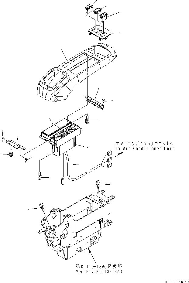Komatsu parts book diagram for PC800-7 S/N 40001-UP (Overseas Version): FLOOR FRAME (CONSOLE) (UPPER) (L.H.) (WITH BIG WIND AIR CONDITIONER ) (WITHOUT RADIO)