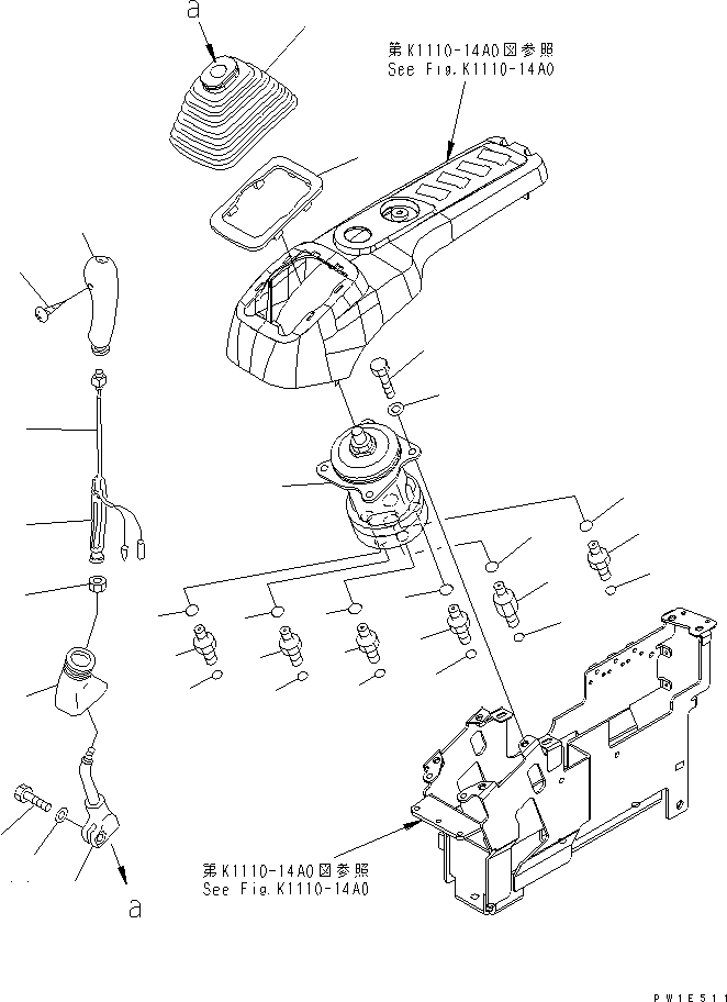 Komatsu parts book diagram for PC800-7 S/N 40001-UP (Overseas Version): FLOOR FRAME (LEVER AND VALVE) (R.H.)
