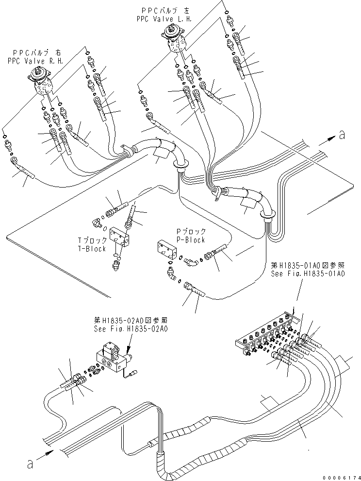 Komatsu parts book diagram for PC800-7 S/N 40001-UP (Overseas Version): FLOOR FRAME (PPC HOSE) (2/2)