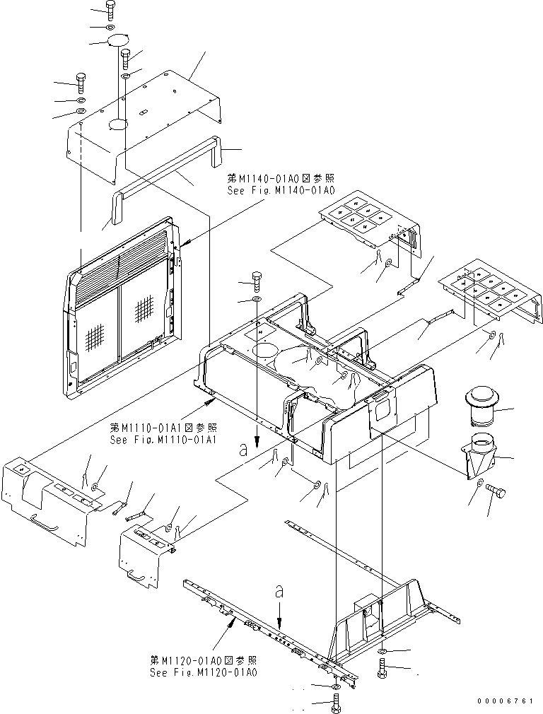 Komatsu parts book diagram for PC800-7 S/N 40001-UP (Overseas Version): HOOD (FRAME ? CATCHER AND COVER ? R.H.) (SANDY AND DUSTY TERRAIN SPEC.)