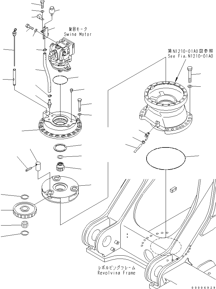 Komatsu parts book diagram for PC800-7 S/N 40001-UP (Overseas Version): SWING MACHINERY (1ST CARRIER AND GAUGE SUPPORT) (FRONT)