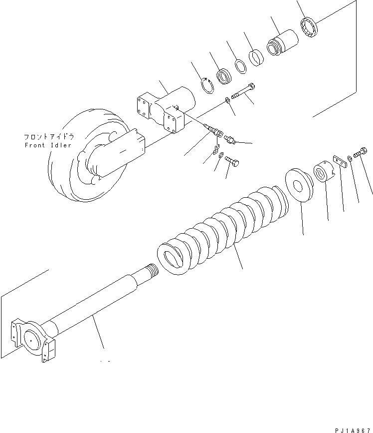 Komatsu parts book diagram for PC800-7 S/N 40001-UP (Overseas Version): TRACK FRAME (IDLER CUSHION) (R.H.)(#40001-40025)
