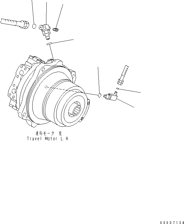 Komatsu parts book diagram for PC800-7 S/N 40001-UP (Overseas Version): TRACK FRAME (TRAVEL PIPING) (MOTOR SIDE) (L.H.)