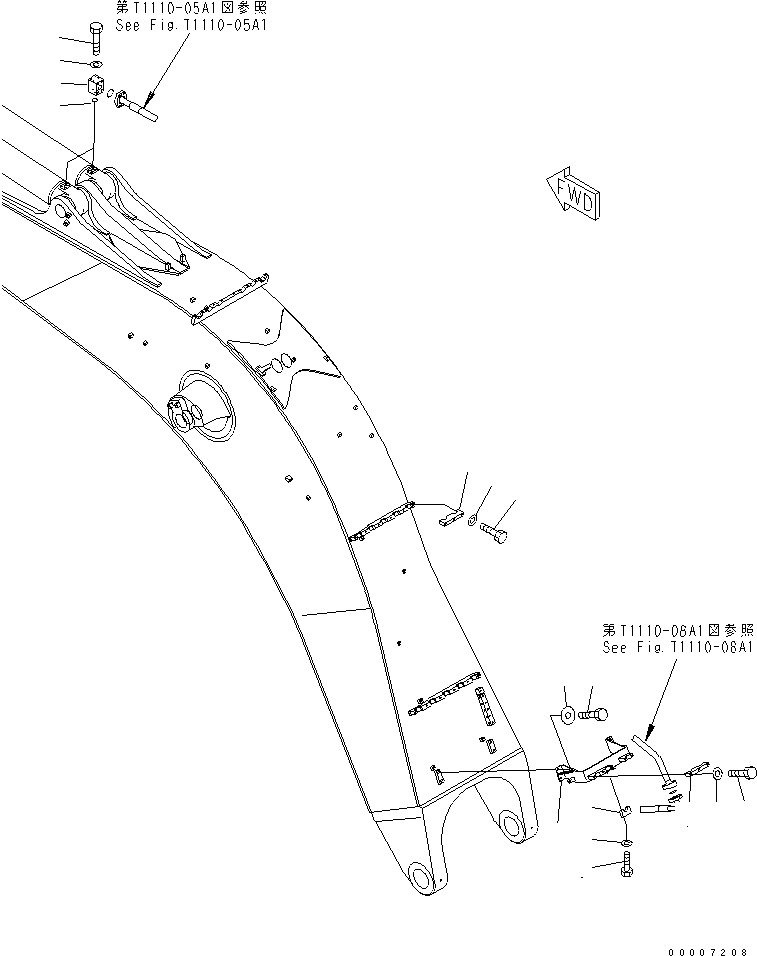 Komatsu parts book diagram for PC800-7 S/N 40001-UP (Overseas Version): BOOM (8.2M) (ARM CYLINDER PIPING) (2/2) (FOR BACKHOE)