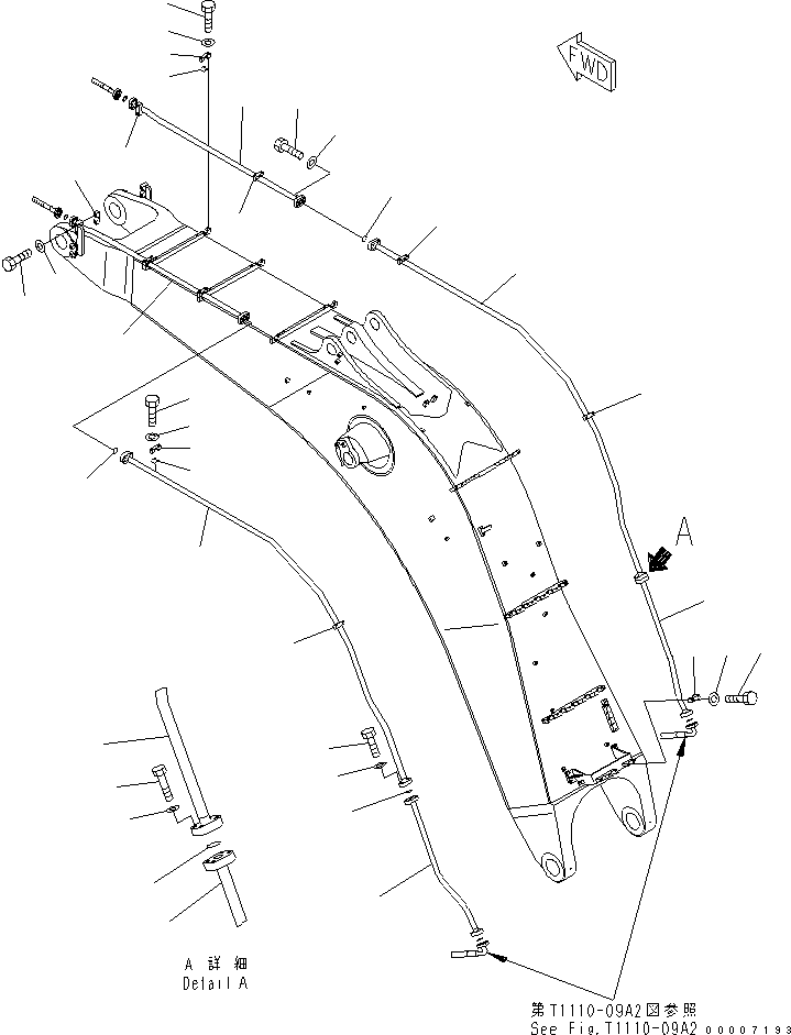 Komatsu parts book diagram for PC800-7 S/N 40001-UP (Overseas Version): BOOM (7.1M) (BUCKET CYLINDER PIPING) (FOR BACKHOE)