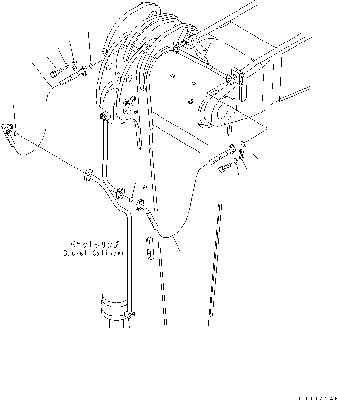 Komatsu parts book diagram for PC800-7 S/N 40001-UP (Overseas Version): ARM (3.6M) (BUCKET CYLINDER PIPING) (FOR BACKHOE)
