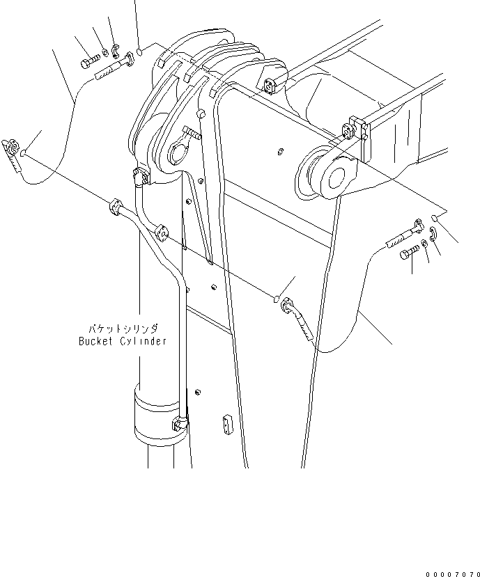 Komatsu parts book diagram for PC800-7 S/N 40001-UP (Overseas Version): ARM (2.9M) (BUCKET CYLINDER PIPING) (FOR BACKHOE)