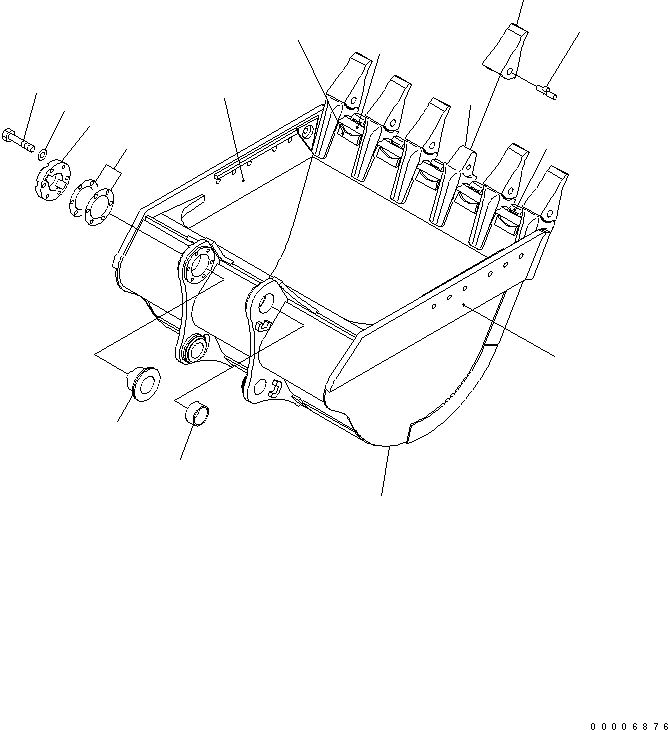 Komatsu parts book diagram for PC800-7 S/N 40001-UP (Overseas Version): BUCKET 4.3M3 (CECE 3.8M3) ? 2150MM (HORIZONTAL PIN TYPE)