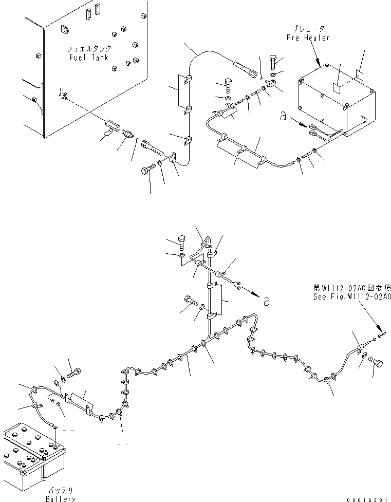 Komatsu parts book diagram for PC800-7 S/N 40001-UP (Overseas Version): COLD WEATHER SPEC. (FUEL PIPING AND WIRING)