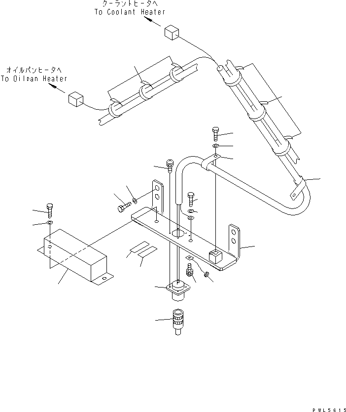 Komatsu parts book diagram for PC800-7 S/N 40001-UP (Overseas Version): CYLINDER BLOCK AND OIL PAN HEATER (COLD WEATHER A SPEC.)