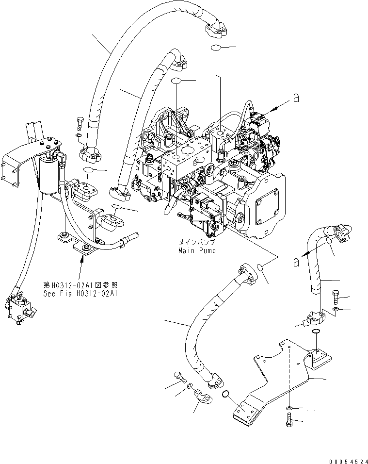 Excavators Komatsu / PC800LC-8 S/N 50001-UP (ecot3)(pc800lcc) / DELIVERY PIPING (HOSE) (FOR COUNTERWEIGHT REMOVER)(150290 : H0312-01A1)
