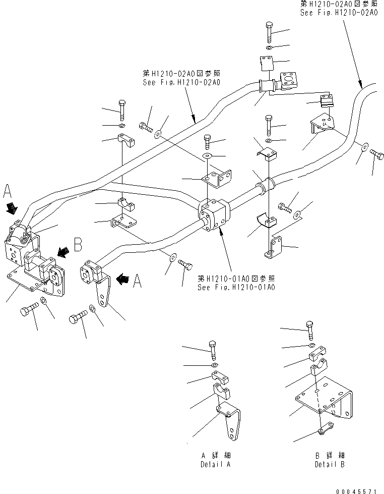 Excavators Komatsu / PC800LC-8 S/N 50001-UP (ecot3)(pc800lcc) / VALVE DELIVERY PIPING (BOOM) (BRACKET SIDE) (WITH DRIFT PREVENTION VALVE)(150500 : H1210-03A1)
