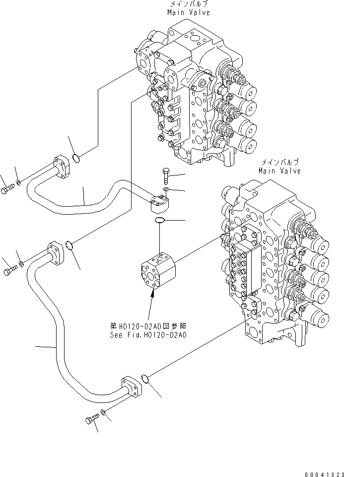 Excavators Komatsu / PC800LC-8 S/N 50001-UP (ecot3)(pc800lcc) / VALVE DELIVERY PIPING (STRAIGHT TRAVEL)(150670 : H1320-01A0)