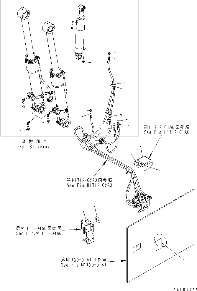 Excavators Komatsu / PC800LC-8 S/N 50001-UP (ecot3)(pc800lcc) / COUNTERWEIGHT REMOVER PIPING (DECAL AND TRANSPORT PARTS)(#55001-)(150750 : H1712-03A0A)