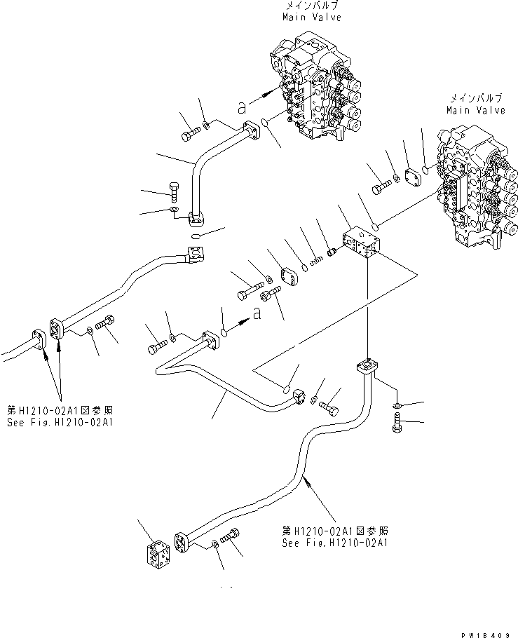 Excavators Komatsu / PC800SE-6-AM S/N 30001-UP(pc800s0r) / VALVE DELIVERY PIPING (BOOM) (VALVE SIDE)(#31001-)(150250 : H1210-01A1)