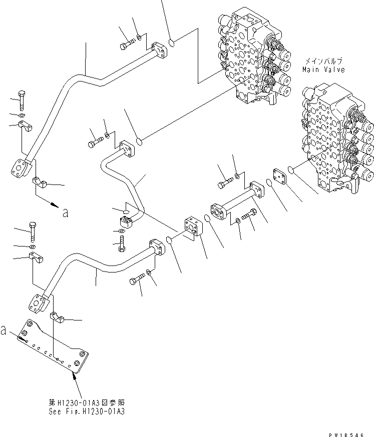 Excavators Komatsu / PC800SE-6-AM S/N 30001-UP(pc800s0r) / VALVE DELIVERY PIPING (BUCKET)(#31001-)(150290 : H1222-01A4)