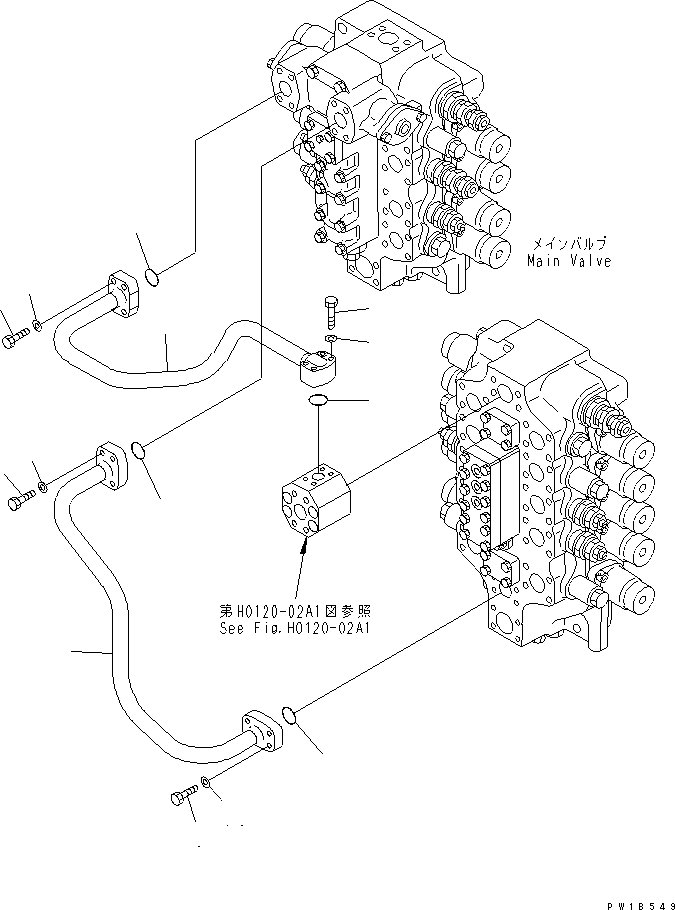 Excavators Komatsu / PC800SE-6-AM S/N 30001-UP(pc800s0r) / VALVE DELIVERY PIPING (STRAIGHT TRAVEL)(#31001-)(150380 : H1320-01A1)