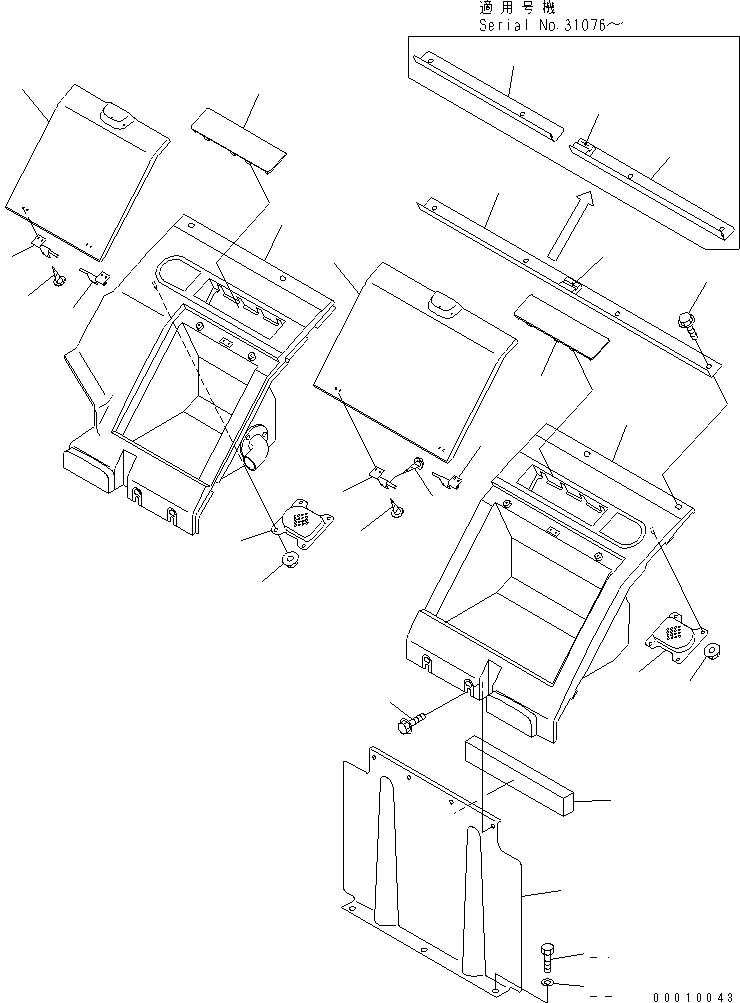 Excavators Komatsu / PC800SE-6-AM S/N 30001-UP(pc800s0r) / SEAT REAR COVER (WITHOUT SPEAKER) (WITHOUT AIR CONDITIONER)(#31001-)(210040 : K0180-01A8)