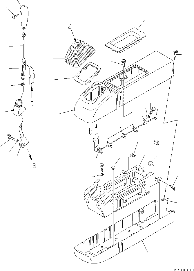 Excavators Komatsu / PC800SE-6-AM S/N 30001-UP(pc800s0r) / FLOOR FRAME (RIGHT STAND) (LEVER AND COVER)(#31001-)(210380 : K1110-05B7)