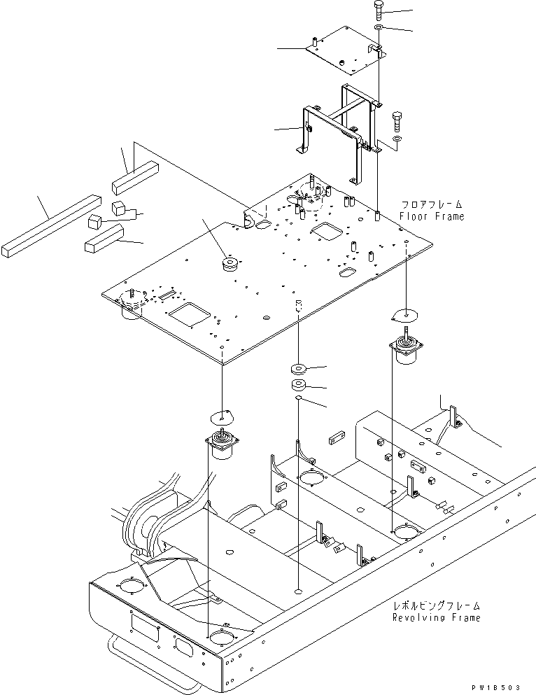 Excavators Komatsu / PC800SE-6-AM S/N 30001-UP(pc800s0r) / FLOOR FRAME (MOUNT CUSHION)(#31001-)(210450 : K1110-14B7)