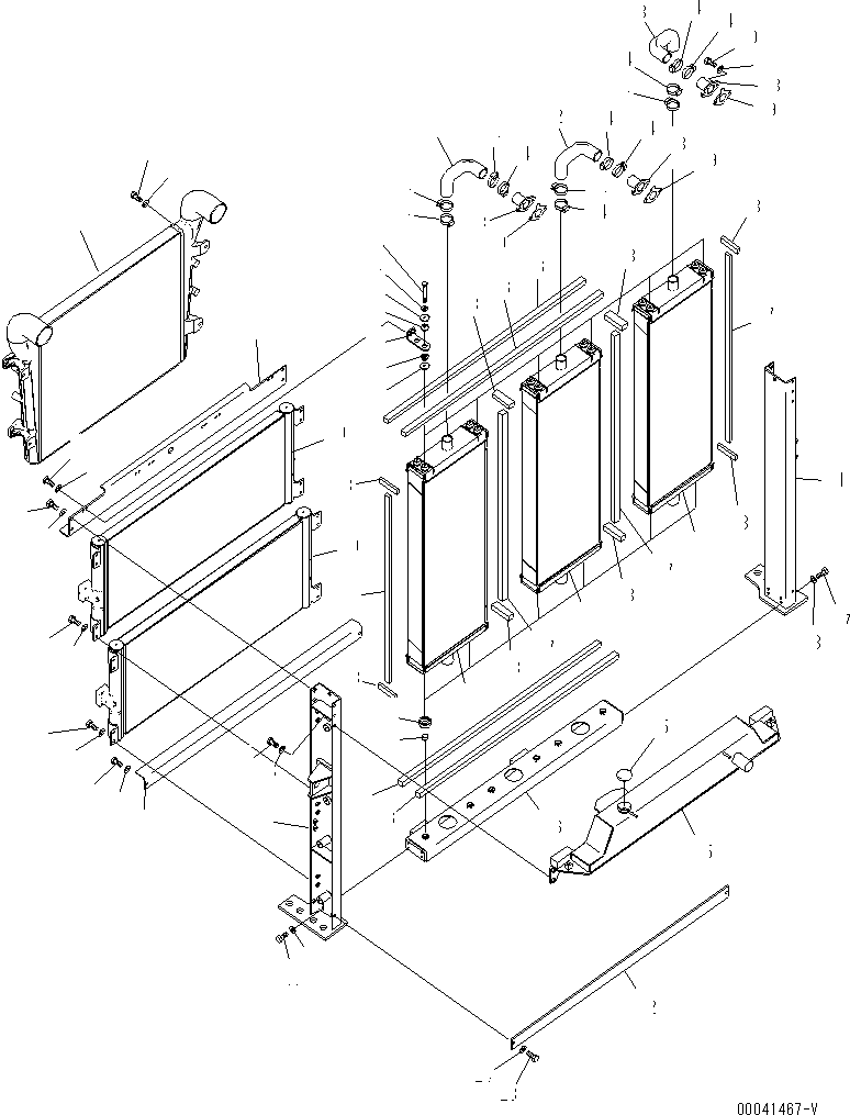 Komatsu parts book diagram for PC800SE-8 S/N 50001-UP (ecot3): COOLING (RADIATOR ? OIL COOLER AND AFTER COOLER)(#50001-55000)